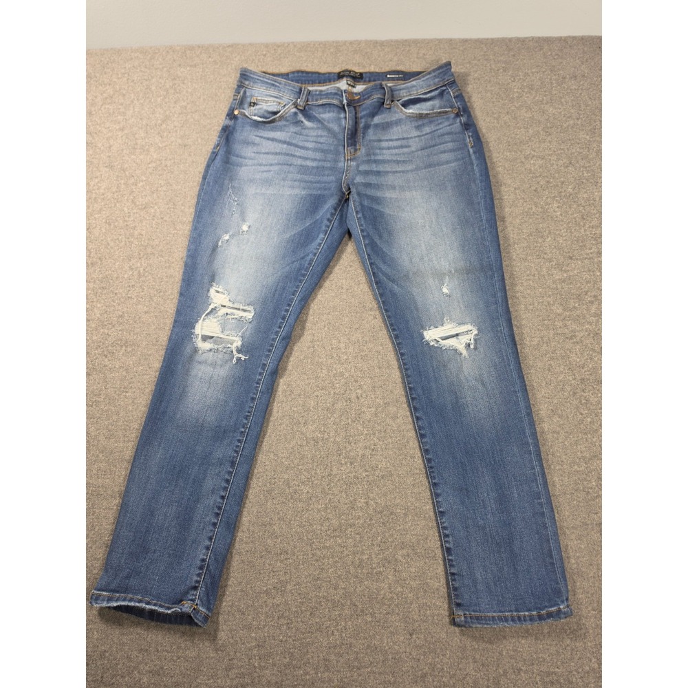 Judy Blue Boyfriend Jeans Womens 15/32 Blue Denim Distressed Mid Wash JB8284MD